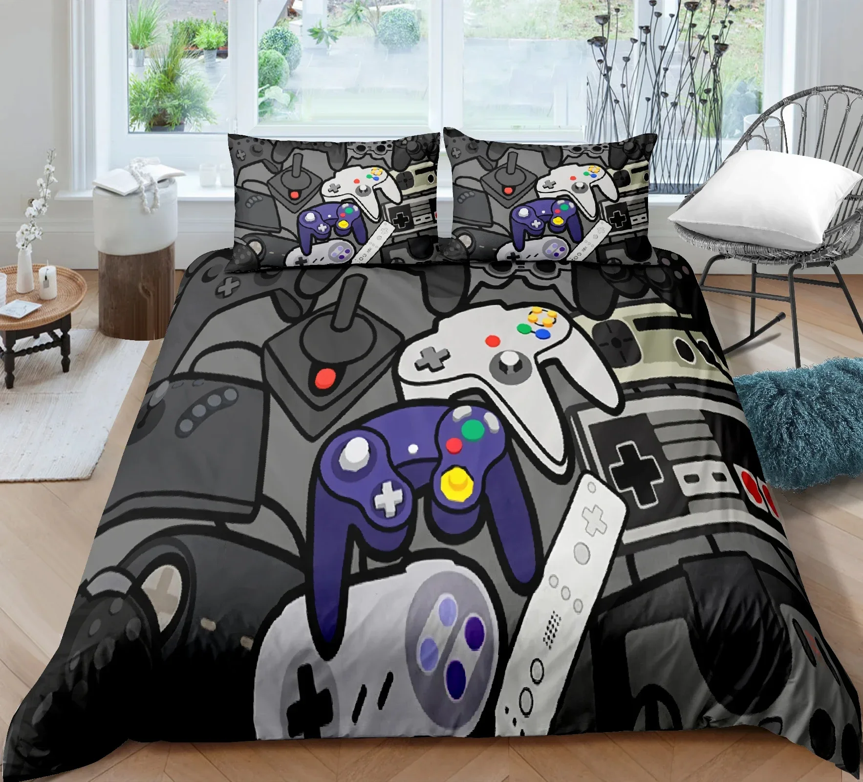 

Gamer Bedding Set For Bedroom Soft Modern Gamepad Bedspreads Comefortable Kids Duvet Cover Video Game Quilt Cover And Pillowcase