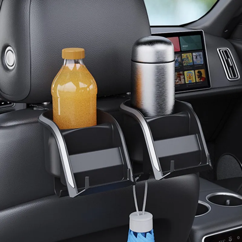 Universal Vehicle Car Seat Headrest Hook Hanger Storage Organizer With Cup Holder Handbag Phone Support Interior Accessories