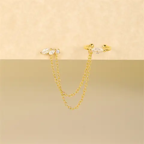 CANNER 1 st 925 sterlingsilver örhängen med hästögonkedja, tofs och zirkon för kvinnor, minimalistiska geometriska örhängen, gåva 10 best sales Tillverkad i Italien - №1