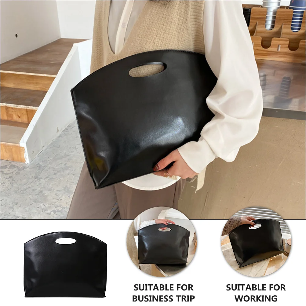 1 قطعة حقيبة بو تصميم الأعمال البسيطة سعة كبيرة محمول الملحق حقيبة مكتب محمول حقيبة بولي Briefcase