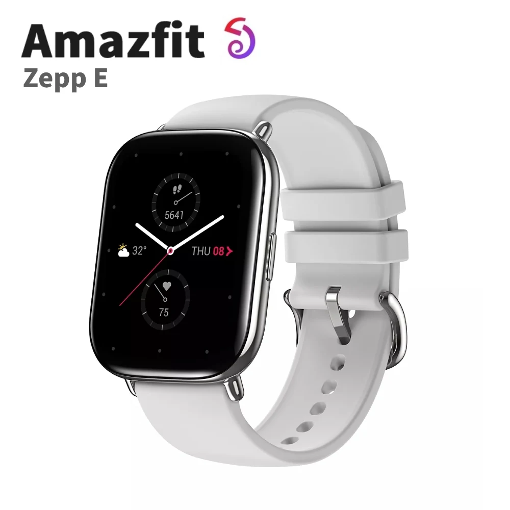 Оригинальные умные часы Amazfit Zepp E, 1,65 дюйма, AMOLED, 5 атм, водонепроницаемые, кислород в крови, монитор сердечного ритма, стресса, спортивные часы