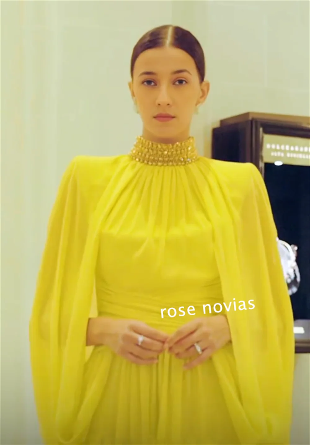 Personalizzato chiffon strass piega a-line pavimento-lunghezza su misura occasione abiti da ballo abito da sera semplice ed elegante formale