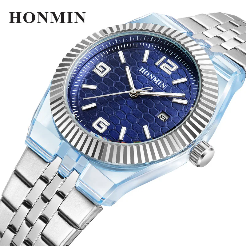Foreign trade cross-border watch business men's watch luminous waterproof high-sense steel belt quartz watch spot**