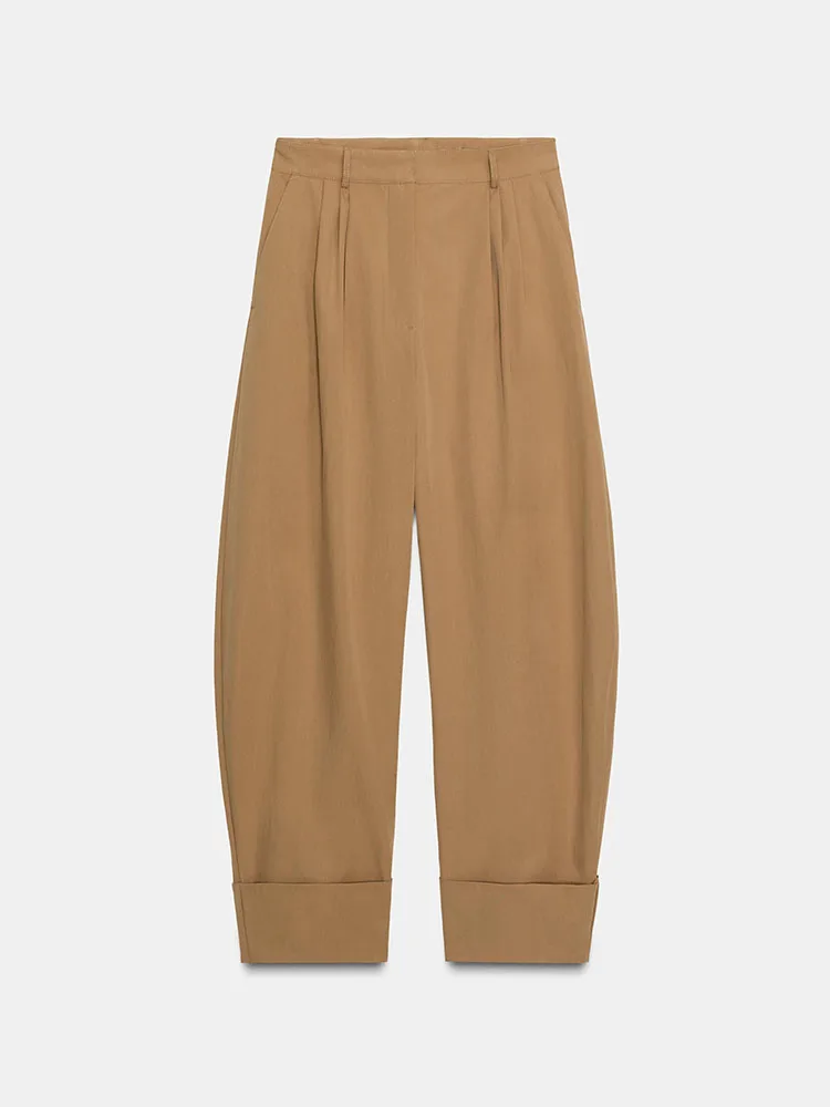 Sweet Casual Trousers New Winter 2025 Women's Faion Pleated Loose Versatile Sweet Sle plus Size Ethnic Stage Clothing