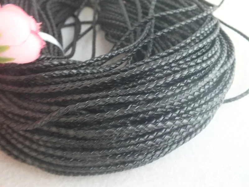 

50m/lot diy Genuine Leather cord 3mm ,braided jewelry cord fit necklace bracelet