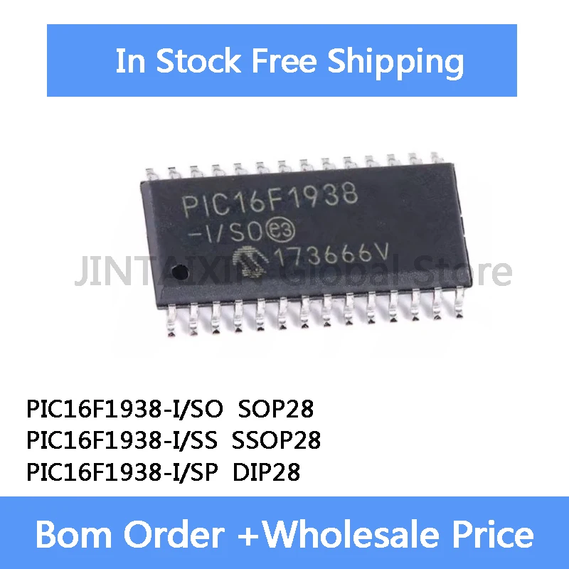 2pcs PIC16F1938 PIC16F1938-I SO SOP-28 PIC16F1938-I SS SSOP-28 PIC16F1938-I SP  DIP-28 IC Chip In Stock Wholesale