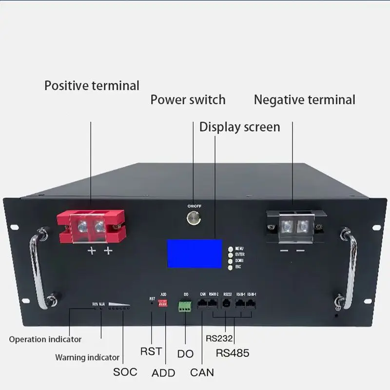 48V 200AH 150AH 100AH LiFePO4 Battery Pack 51.2V 10KW Lithium Solar Battery Rechargeable Battery 6000+ Cycles For Home Storage