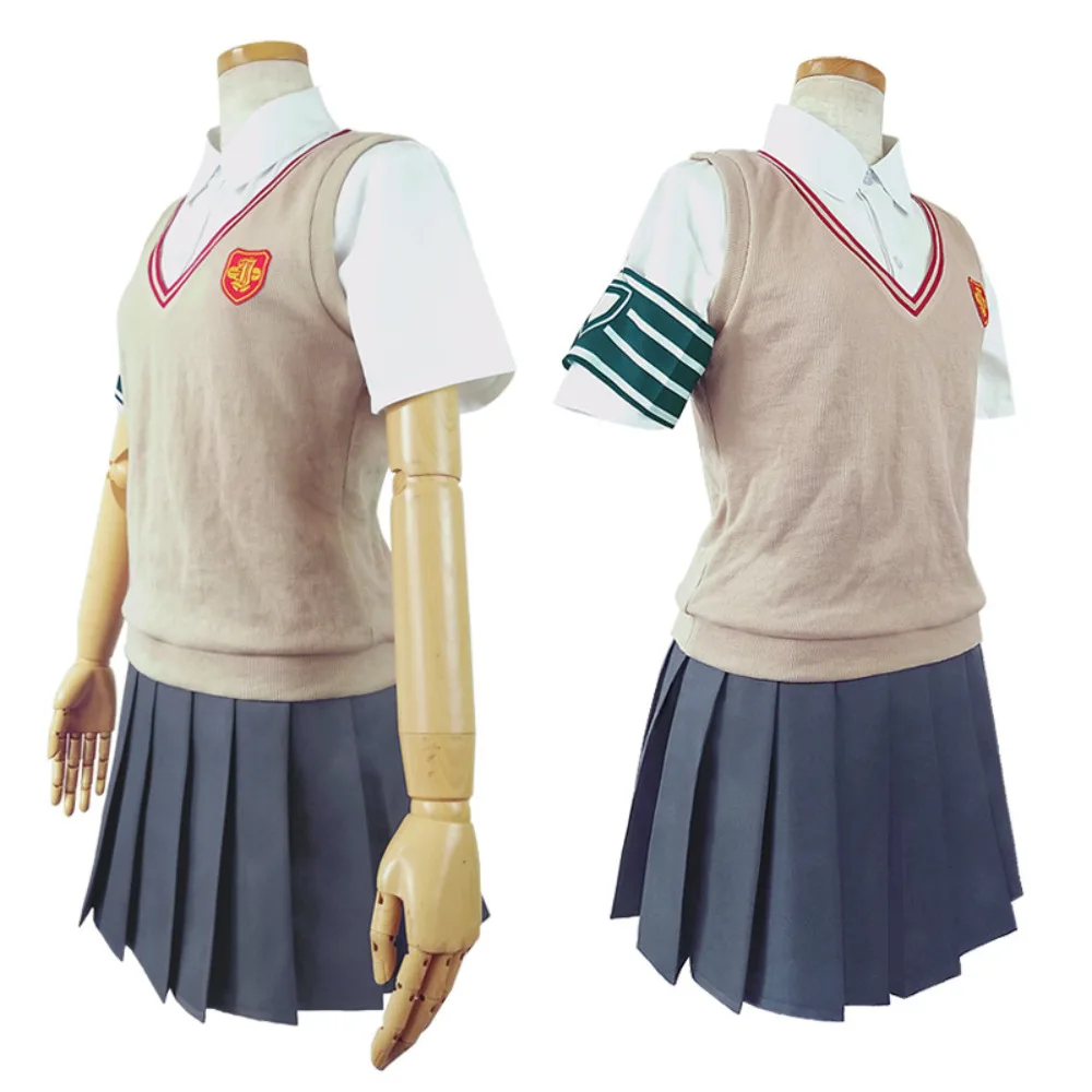 Anime Misaka Mikoto Cosplay Costume Full Set Shirt Skirt Uniform for Women Adult Halloween Carnival Party Clothes Roleplay