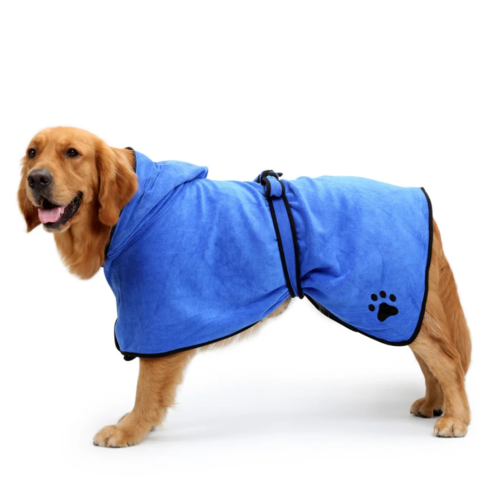 

Dog Bathrobe Pet Towel Fast Dry Microfiber Quickly Absorbing Water Blue Size M for Drying Pets Pet Towel Dog Bath Robe