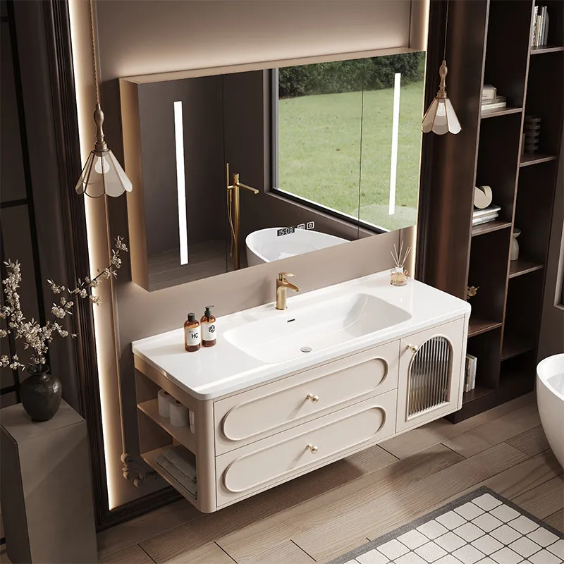 Luxury Modern Bathroom Cabinet Organizer Storage Perfume Mirror Toilet Partitions Cupboard Drawers Gabinete Hotel Furniture