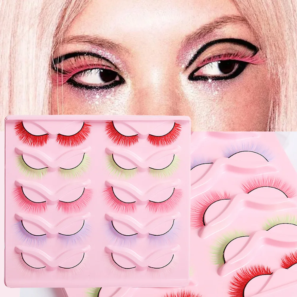 10Pairs Colored Fake Eyelashes Easy Apply Remove False Lashes Kit for Women Fashion Makeup Tools Gift for Her Beauty Routine