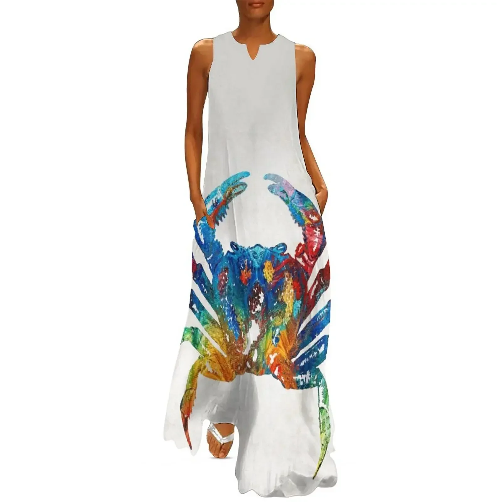 

Colorful Crab Art By Sharon Cummings Long Dress Evening gown Women's summer suit Party dresses for women Dress