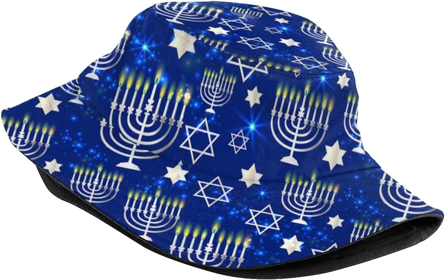 Funny Hanukkah Menorah Bucket Hat Unisex Packable Summer Travel Beach Sun Hat for Women Men Teens