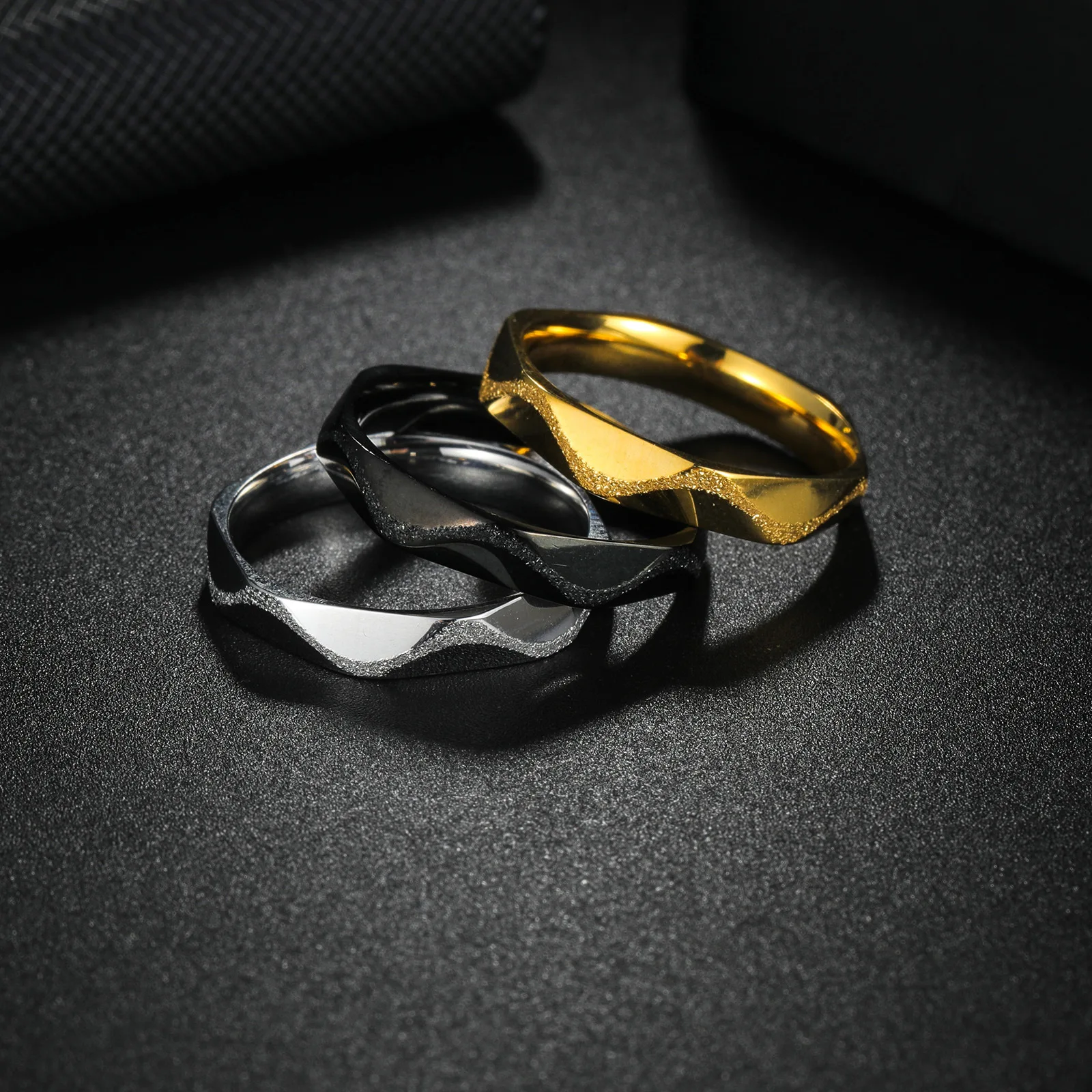 Frosted  Rhombus Surface 4mm Stainless Steel Ring for Women  Minimalism Jewelry Hypoallergenic Unique Fashion Accessory