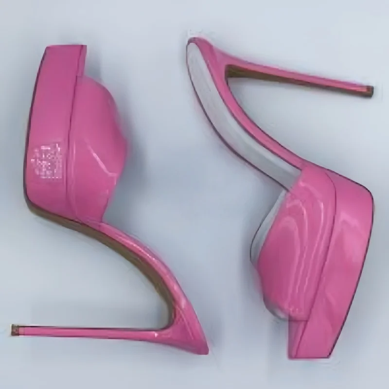 

Platform Patent Leather Peep Toe Pointed Toe Slippers Sexy Thin Heel Slip On New Arrivals Fashion Women Moderd Shoes