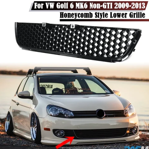 GTI Style Front Grille Honeycomb Bumper Lower Grilles Racing Grill For Volkswagen VW Golf 6 MK6 Non-GTI 2009 2010 2011 2012 2013