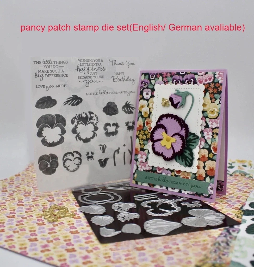 PANSY PATCH Metal Cutting Dies and Stamps Stencils For Scrapbooking Stencil Album Paper DIY Gift Card Decoration Embossing