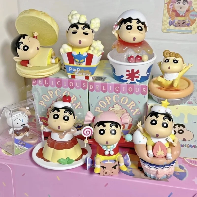 Crayón bonito Shin-Chan Heart Time Series, caja ciega, modelo de Pvc, colección de juguetes para niños, estatua de adorno de escritorio, regalo de cumpleaños y Navidad