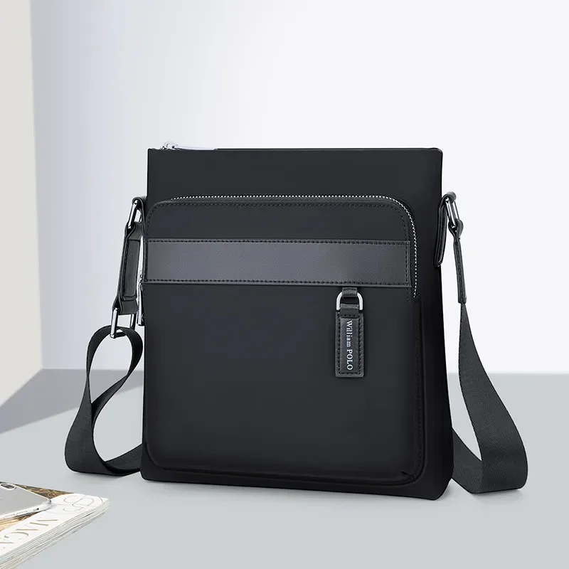 

Casual business men's shoulder bag crossbody bag head layer cowhide multi-functional small briefcase black