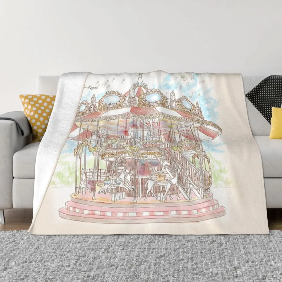 Circus Carousel Blanket, Super Soft And Warm Sofa Throw, Cozy, Fuzzy And Lightweight Throw