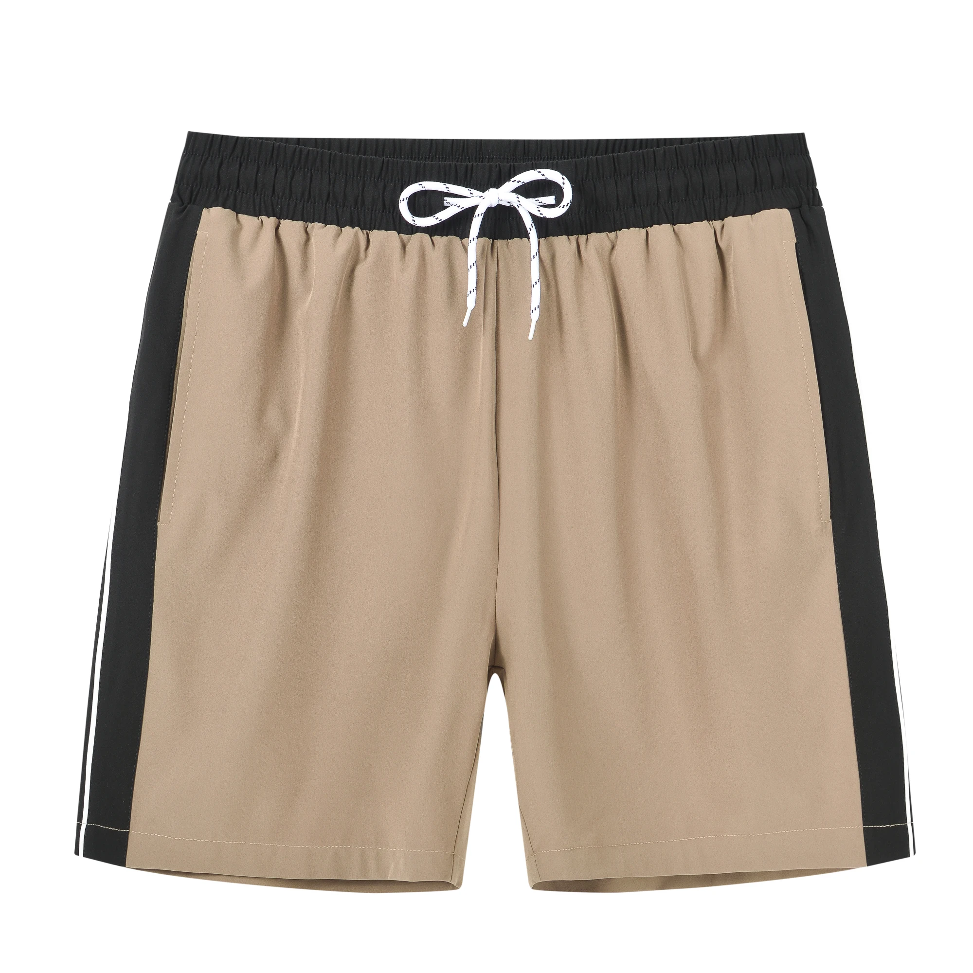 Shorts de natação com zíper masculino com bolsos, maiô de malha, calção de banho, moda praia