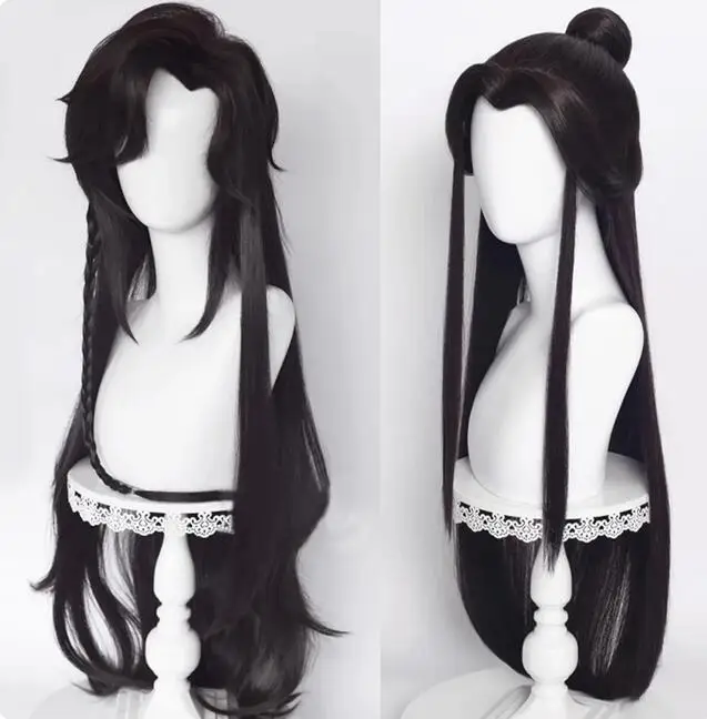 Wig Synthetic Long Straight Black Anime Cosplay Hair Wig for Party