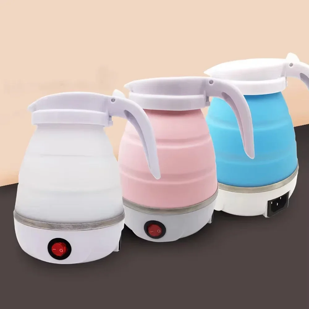 220V 0.6L Mini Folding Kettle Portable Water Heater 600W Silicone Compression Electric Kettle Home Kettle Easy To Travel