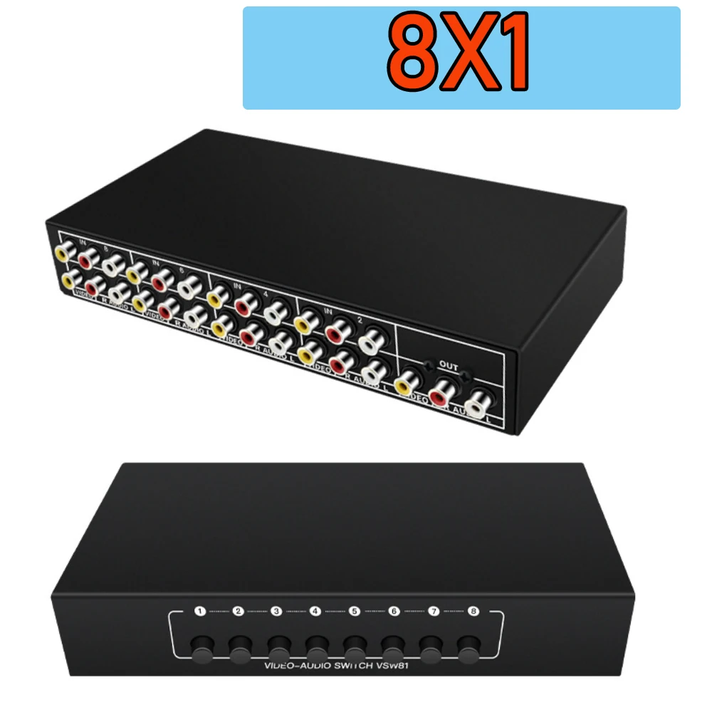 AV przełącznik wybierałkowy Box 2/4/8-portowy kompozytowy przełącznik przełącznik splitter RCA dla Wii PS2 Xbox DVD STB HDTV