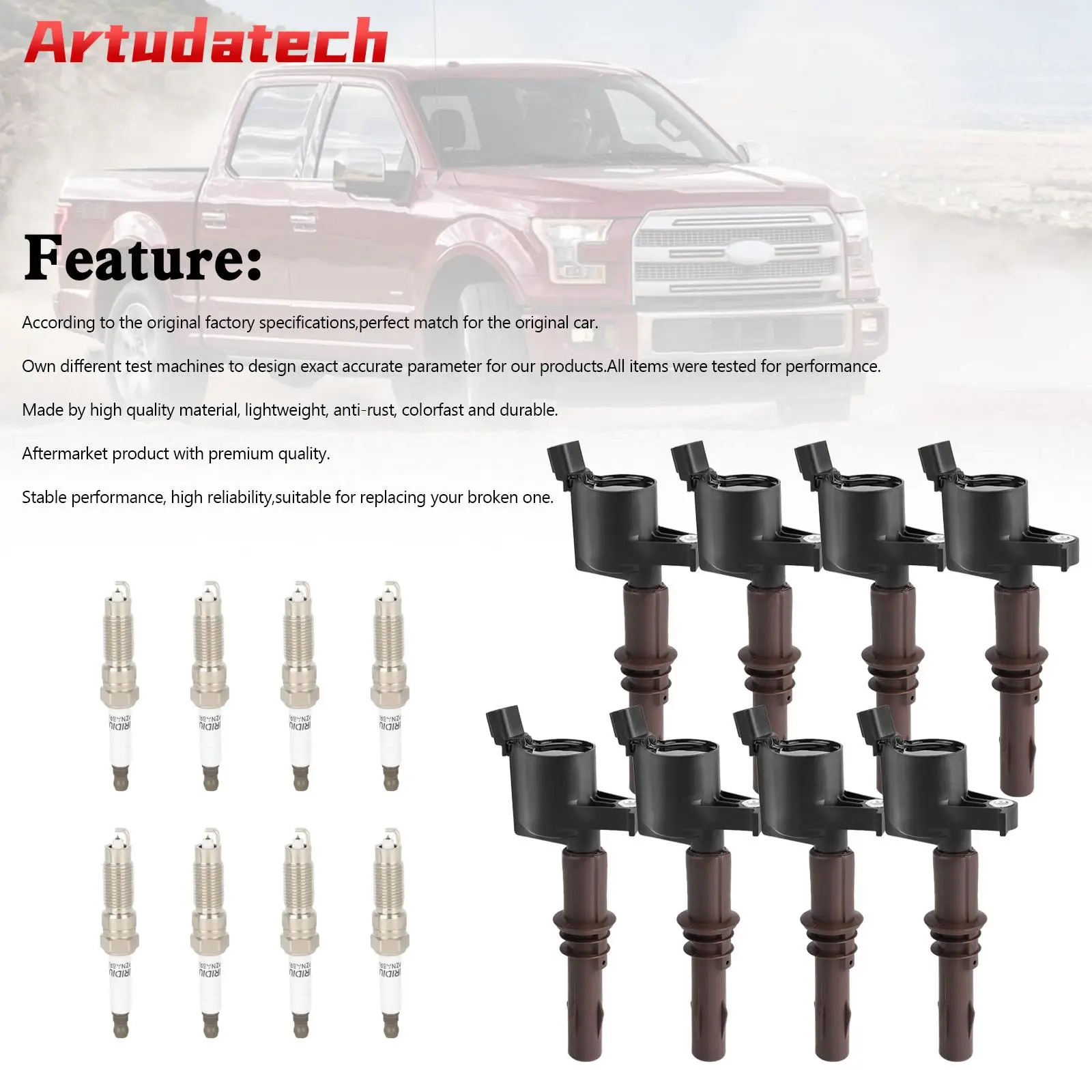 

Artudatech 8pcs Ignition Coils +Spark Plugs DG521 SP509 For Ford F150 4.6L 5.4L Car Accessories