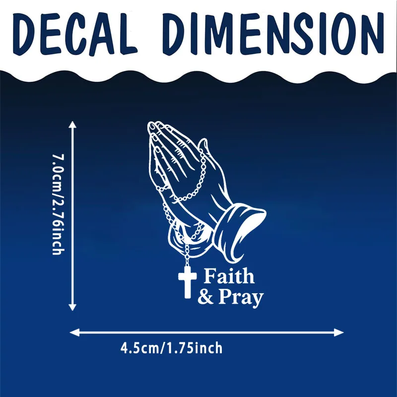 Prayer Hands Sticker Christian Faith Cross Jesus God Vinyl Decal Waterproof Car Mirror Window Bumper Laptop Decor