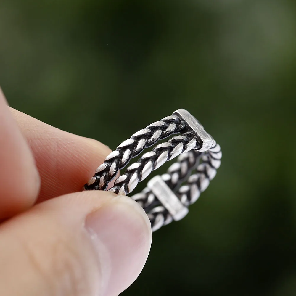 2024 NEW  Vintage Weave Viking Symbols Stainless Steel Mens Women Rings Simple for Girl Boyfriend Jewelry Creativity