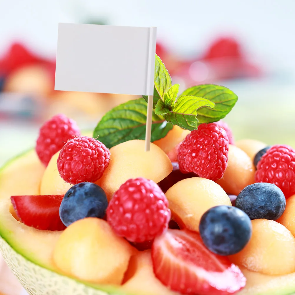 

200Pcs Toothpick Flags Blank Design Cake Flags Dessert Toppers for Party Cupcakes Wedding Fruit Sticks Cake Inserts