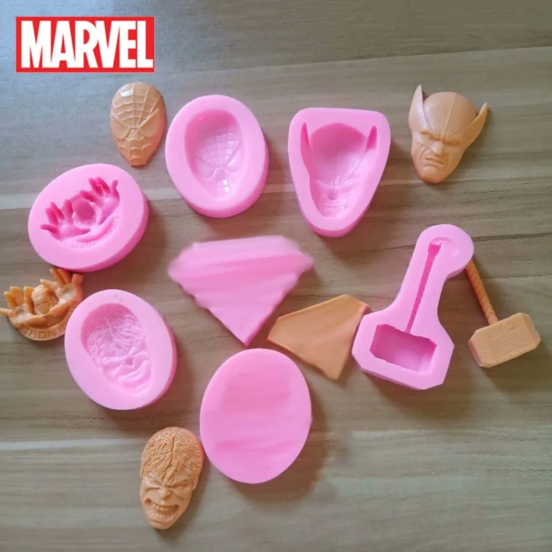 

Marvel Mold Silicone Baking Accessories 3D DIY Avengers Spider Man Iron Man Thor Mjolnir Chocolate Soft Candy Gypsum Mould Gifts