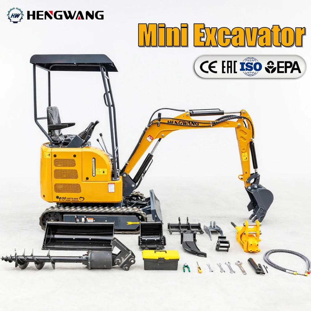 HW-17 Mini-rupsgraafmachine 1,7 ton 1 ton Minibagger CE-certificaat Hydraulische diesel Euro5-motor 1700 kg 1 ton graafmachine Op maat