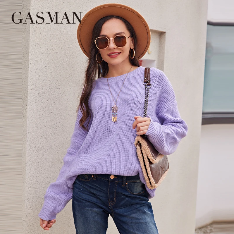 GASMAN Spring Autumn Women's Sweater Soft Skin-friendly Round Neck Top Fashion Short Slim High Quality Ladies Pullover AW011