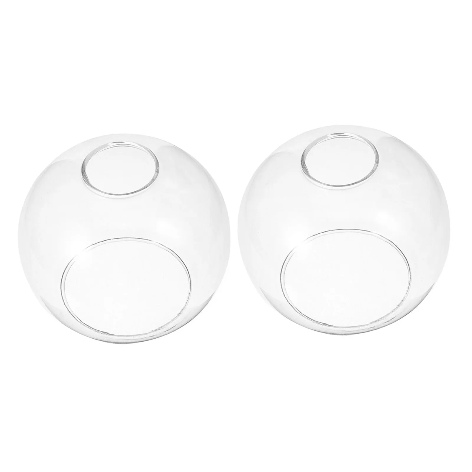 2Pcs Replacement Glass Globe Lampshade Clear Double Opening Diameter 5.5 Height 4.72 Transparent Globe Cover for Pendant