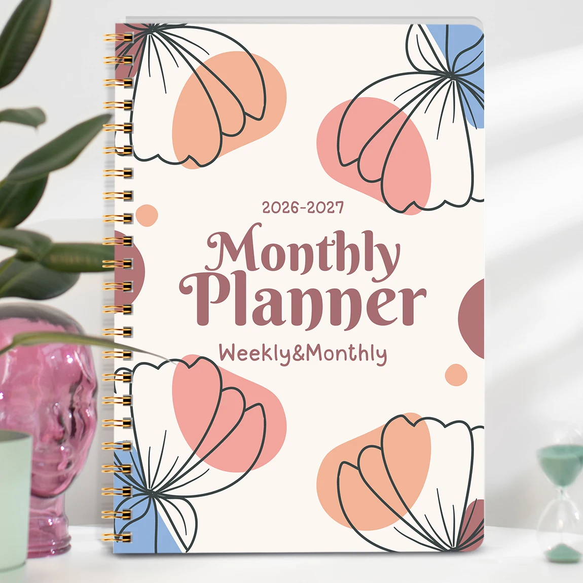 2026-2027 Monthly Planner A5 Weekly Monthly Calendar, Spiral Bound Academic Planner with Thick Paper, Floral Cover