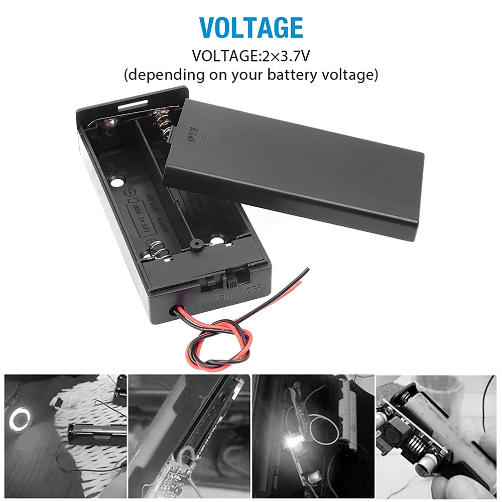 2*18650 Battery Storage Case 3.7V Batteries Holder Box With On/off Switch And Cable For Toys LED Light