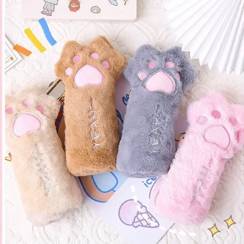 Imagem -04 - Cute Fluffy Cat Paw Lápis Bolsas Cartoon Plush Pen Case Material de Escritório Escolar Papelaria Maquiagem Bolsa Cosméticos Titular Presente 1pc