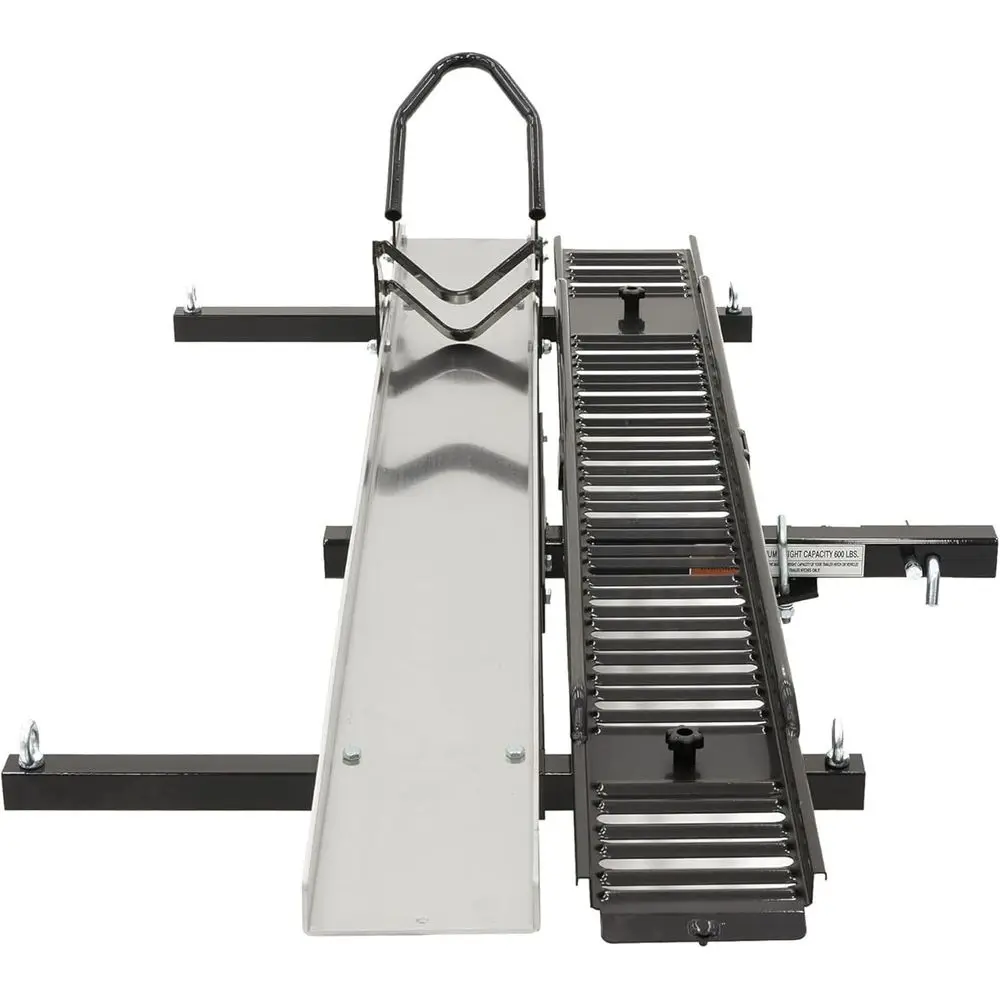 

Hitch Carrier Heavy Duty Steel and Aluminum Extra Long 6FT Loading Ramp 600 lb. Capacity Anti-Rattle Included Fits 2 Receiver