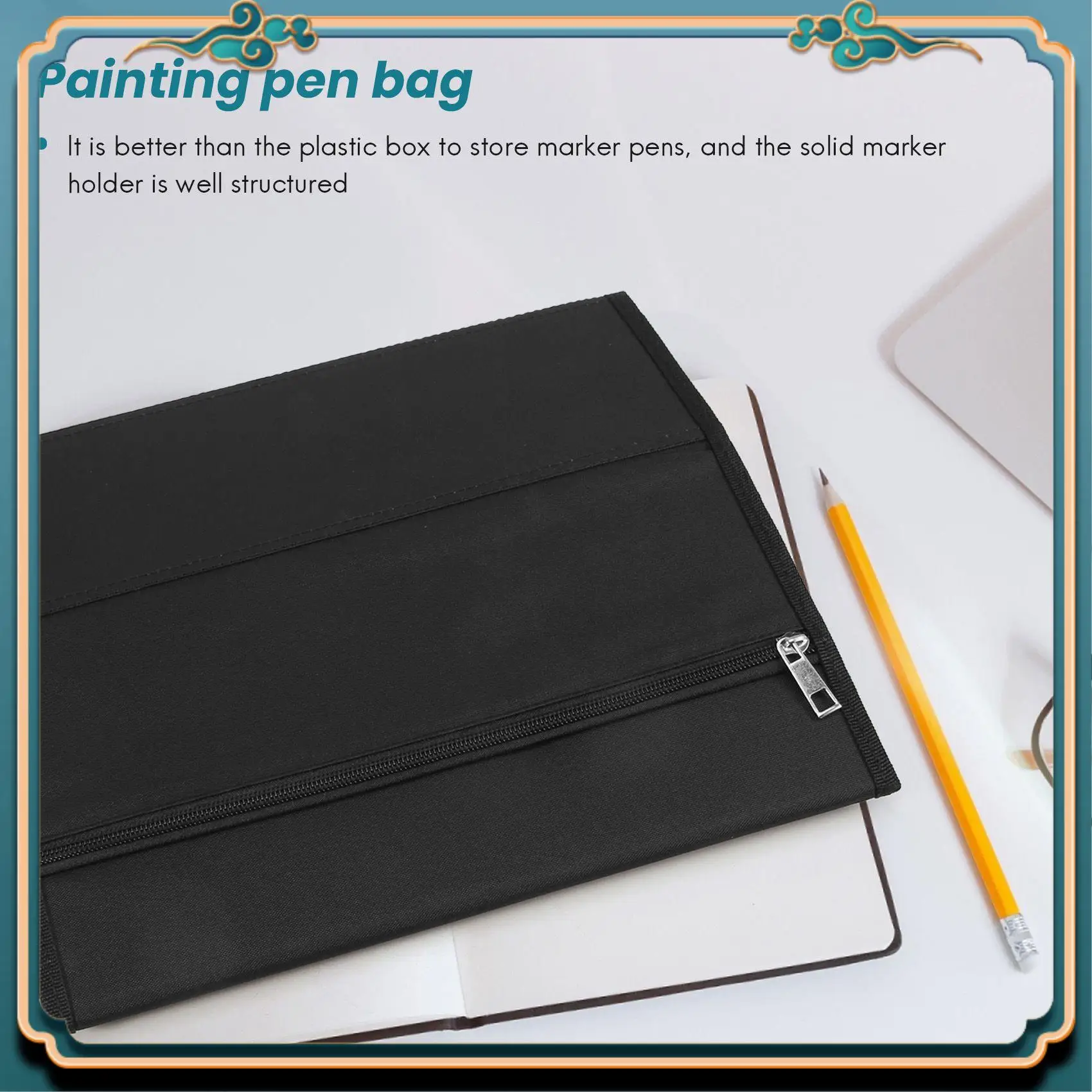 (New)-80 Slots Large Capacity Folding Marker Pen Case Art Markers Pen Storage Carrying Bag Durable Sketch Tools Organizer