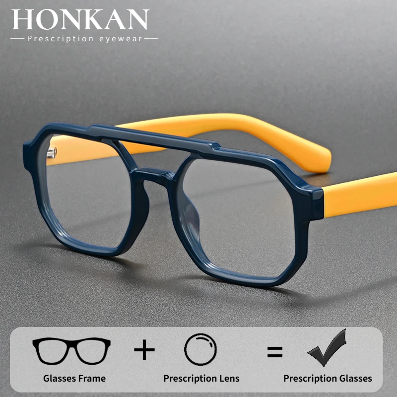 HONKAN Herren Acetat-Brillen Optische Lesebrillen Modische Korrektionsbrillen Retro Anti-Blaulicht Alterssichtigkeit-Brillen