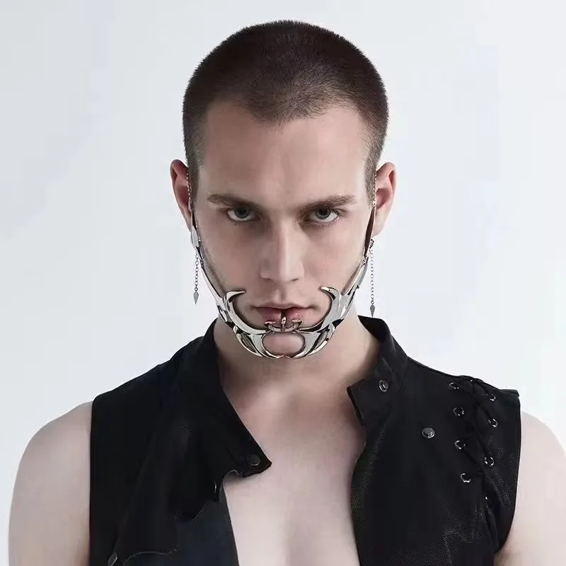 기계 혈액 블레이드 마스크 펑크 바람 외계인 유체 립 링 얼굴 보석 조정 가능한 할로윈 공 파티 Paty 마스크 남성과 여성