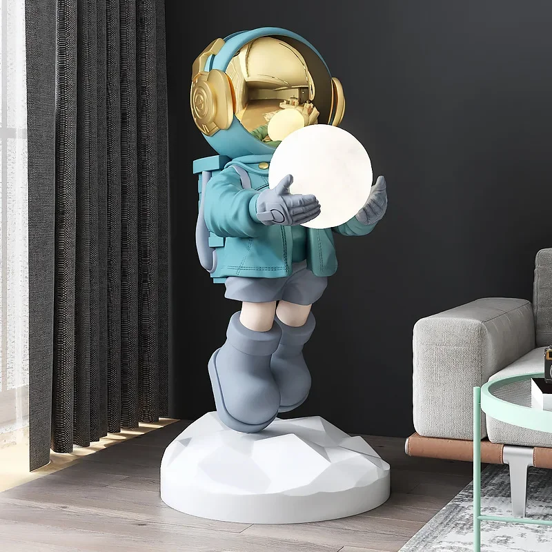 80cm big size luxury Glowing Astronaut Figurine Statue Figure Sculpture Resin Spaceman Ornament child room home decor decoration