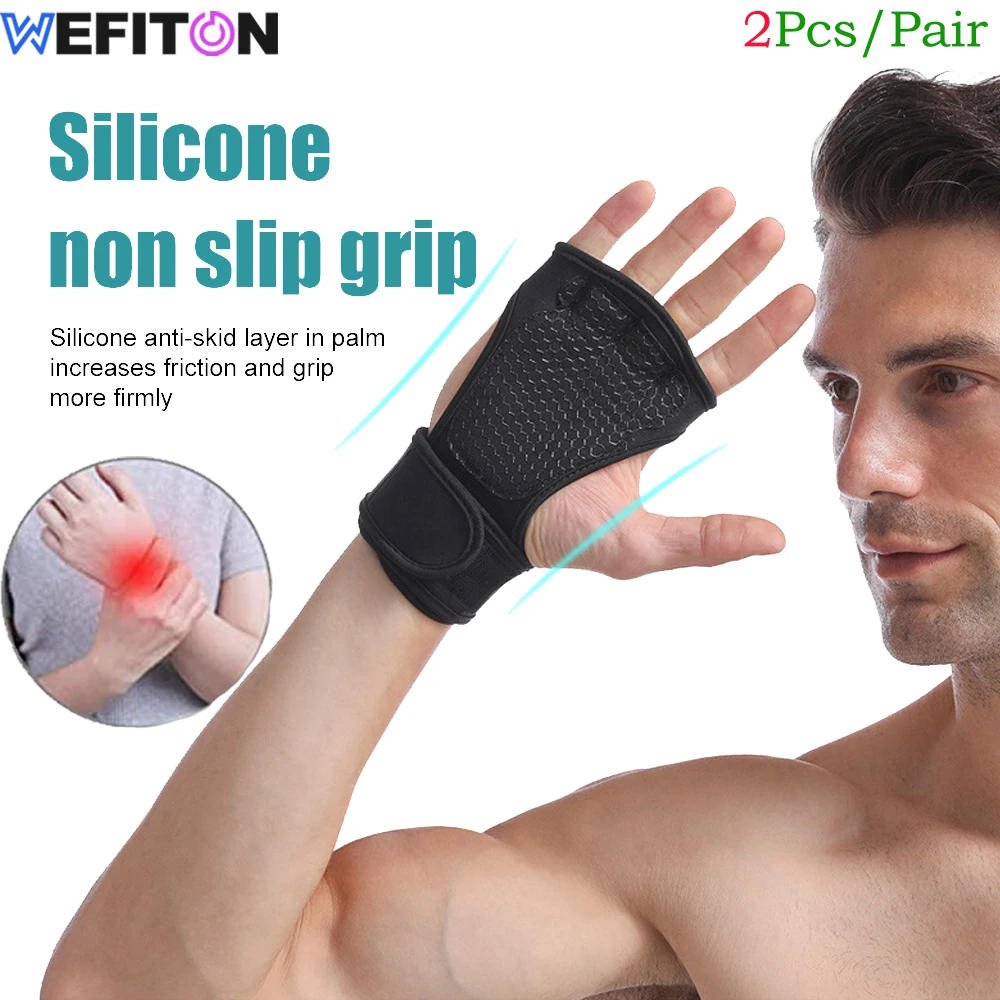 

1Pair Workout Cross Training Gloves with Wrist Brace Support Wraps for Fitness,Weightlifting,Gym,Powerlifting - Silicone Padding