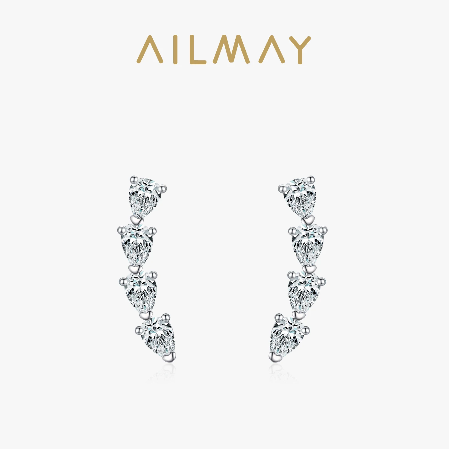 

Ailmay, роскошные длинные серьги из стерлингового серебра 925 пробы, ослепительные длинные серьги с фианитом для женщин, свадебные изысканные роскошные ювелирные изделия, подарок