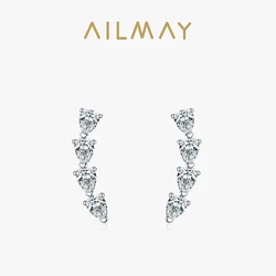 Ailmay Genuine 925 Sterling Silver Luxury Water Drop Shape Dazzling CZ Long Earrings For Women Wedding Fine Luxury Jewelry Gift