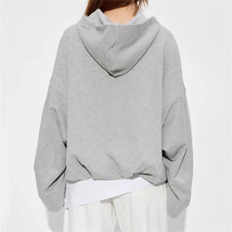 Women\'s sweatshirts New elastic knitted pure cotton long sleeved top for autumn 2024 Casual versatile loose hoodies y2k clothes