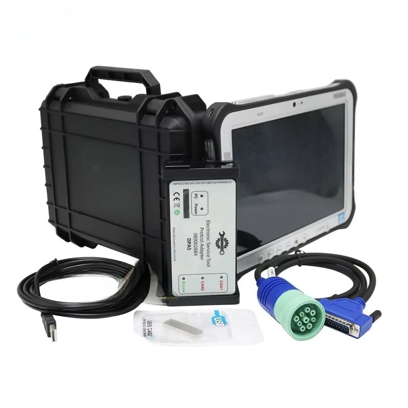 Excavator electronic maintenance inspection tool set, including flat plate and special connector cable
