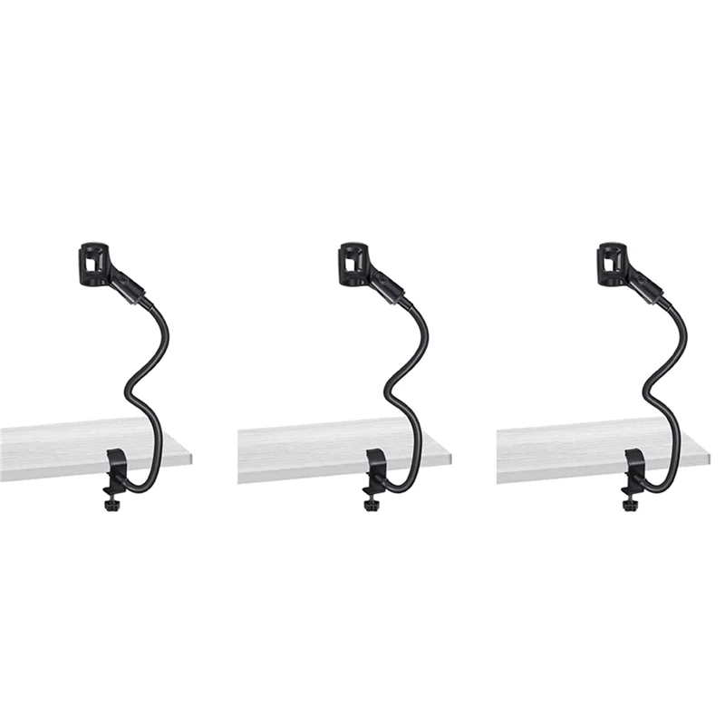 3X حامل ميكروفون مرن معقوفة مكتب حامل مشابك ميكروفون الذراع معدات تسجيل لاجتماع محاضرة بودكاست